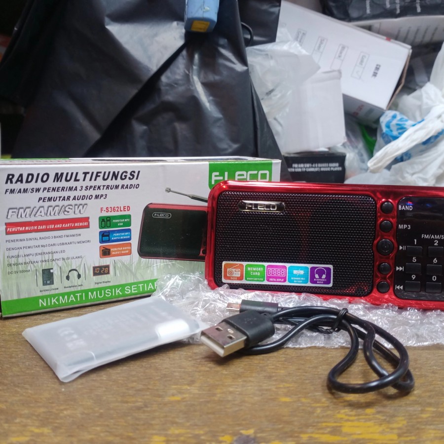 radio mini, Speaker Radio fleco F-S362LED,dengan kait di belakang