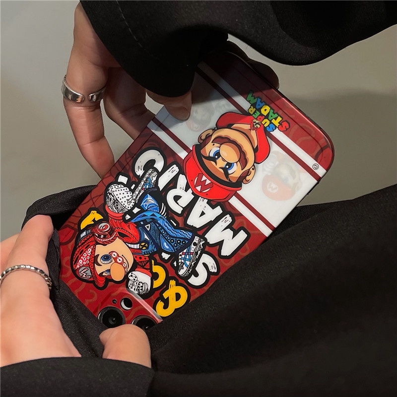 Cartoon Super Maria Phone case  iPhone 7 8 Plus 12 11 8 X XR XS MAX 13 11pro 12 pro Max SE 2020 Straight edge Matte Soft TPU Cover