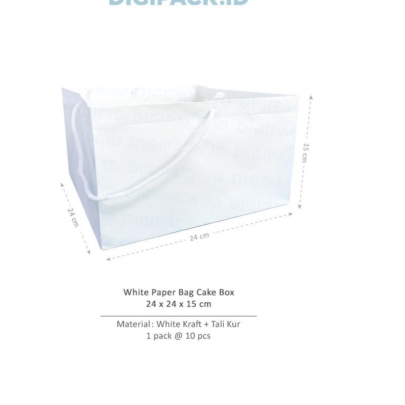 

Terbaru - Digipack White Paper Bag Cake Box 24 x 24 x 15 Kantong Kertas