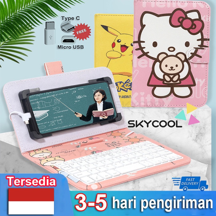 Keyboard Telepon Mini untuk Ponsel Android OTG 4-8 '' Universal dengan Penyangga Penutup yang Dapat Disesuaikan