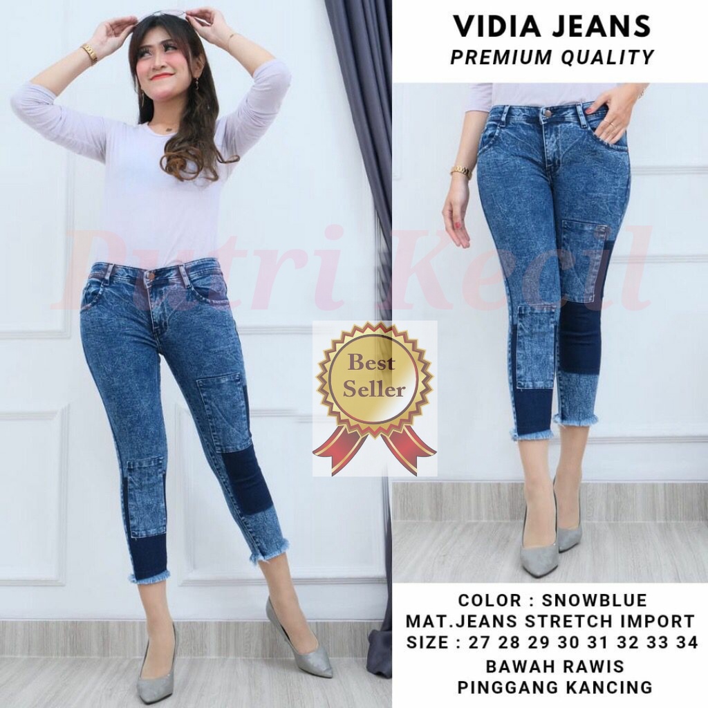 SIZE 27-34!! VIDIA JEANS STRETCH 7/9 VARIASI EMBLEM