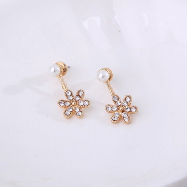 MORYMOSHI A58 Anting Tusuk Wanita Bunga Diamond Fashion Korea Aksesoris Murah