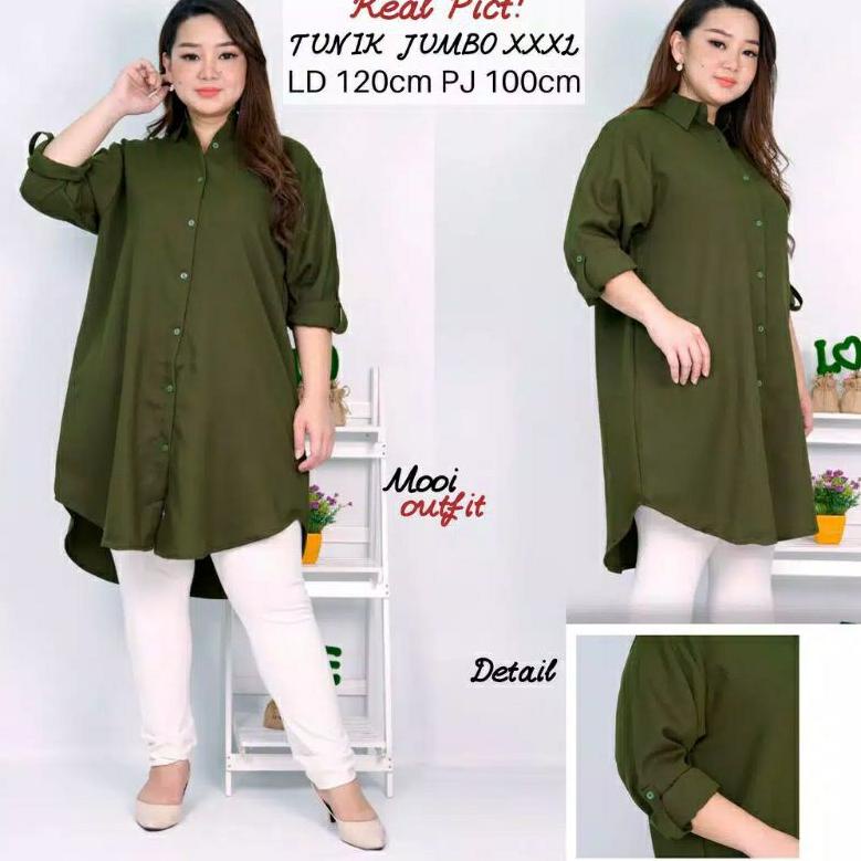 MALL  Kemeja Tunik Kantor Hitam/Putih Polos Bahan wolfis / Standard - JUMBO Big Size 4LSHN.02Jl22в
