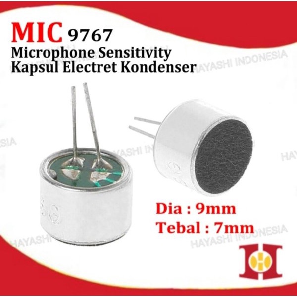 Mic 9767 9x7mm 2 Pins Capacitive Capsule Electret Microphone Condenser - 10pcs