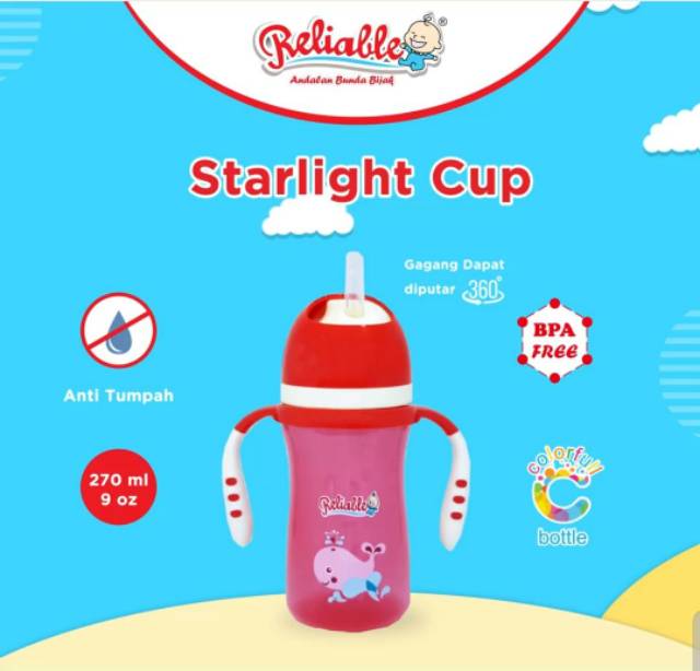 ♥BabyYank♥ RELIABLE STARLIGHT TRAINING CUP 270ML RCM6404 / BOTOL MINUM BAYI RELIABLE