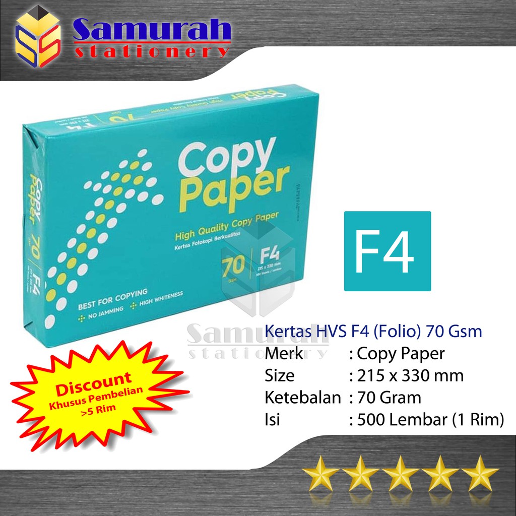 

Kertas HVS Copy Paper Folio /F4 70 Gsm / HVS CopyPaper F4 70 Gram Kertas Print HVS Putih F4 70gsm