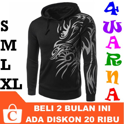 4 Warna S M L Xl Jaket Hoodie Pria Lengan Panjang Polos Sablon Singa Hitam Putih Coratcoretudio