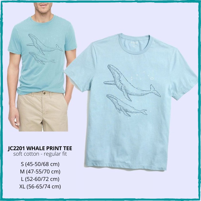 Baju Kaos Pria Jcrew 2201 Whale Print Tee
