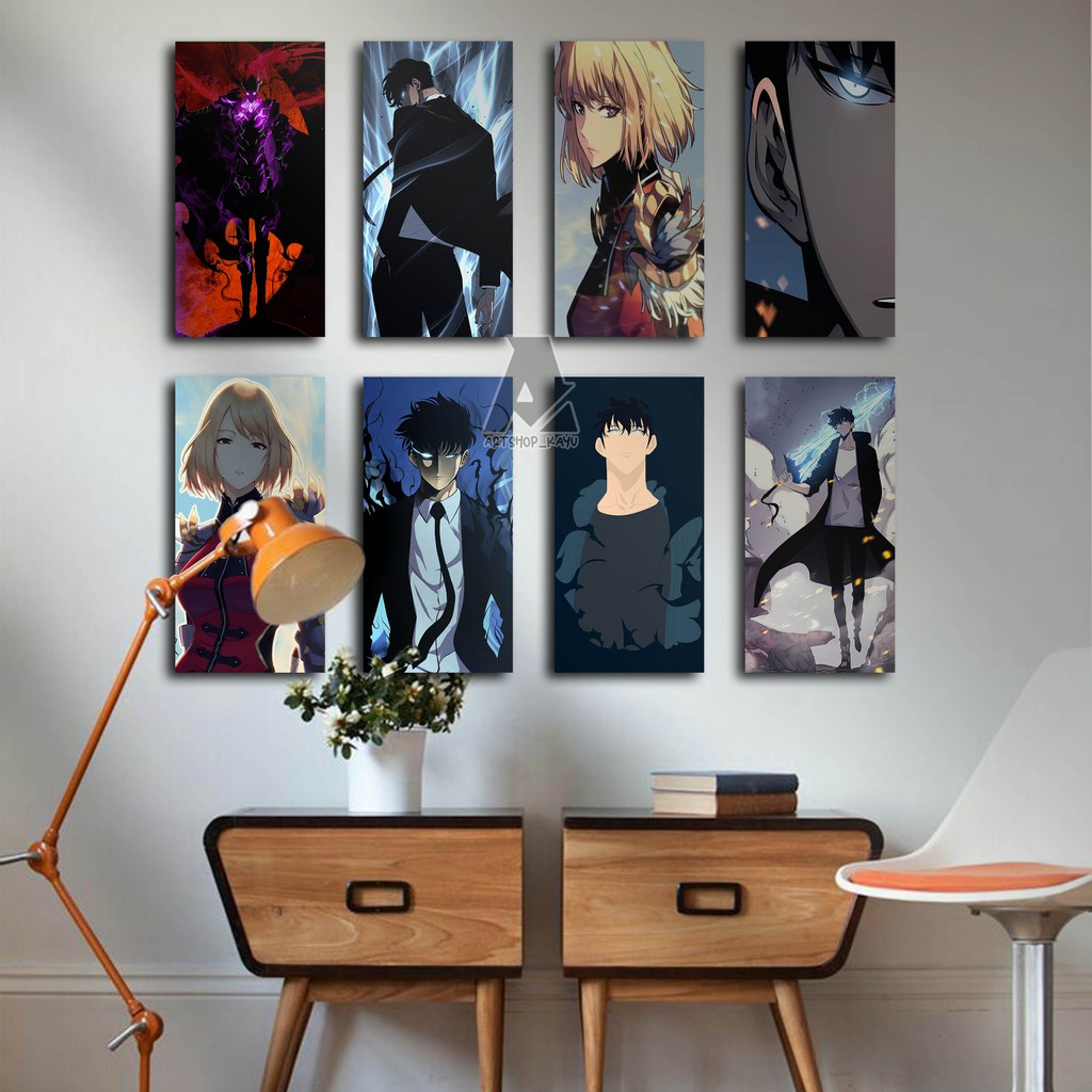 POSTER KAYU Hiasan dinding SOLO LEVELING Hiasan Kamar Poster Kayu 15x30cm Pajangan Rumah/ dekorasi