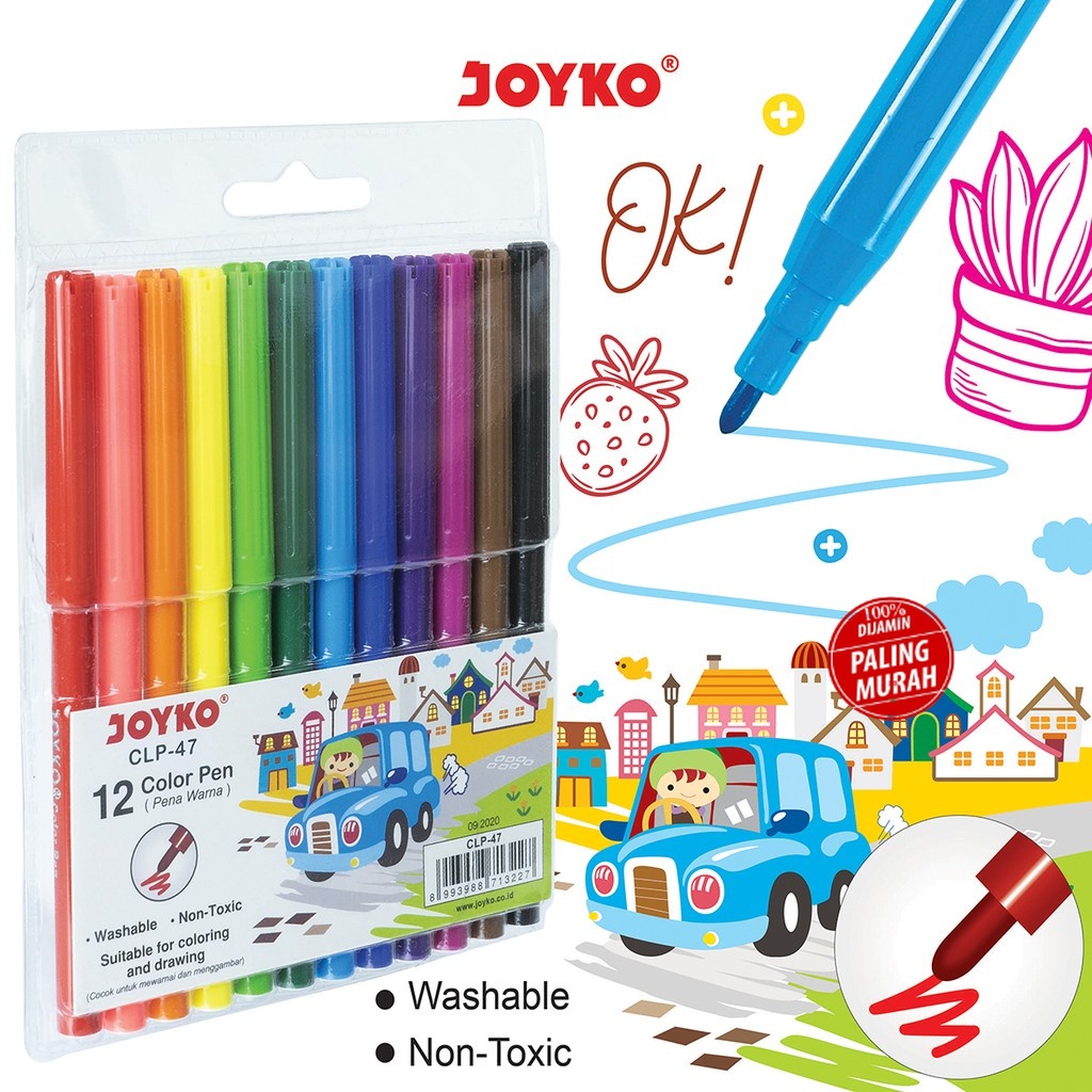 

Color Brush Pen Pena Kuas Warna Joyko CLP-47 12 Warna Color