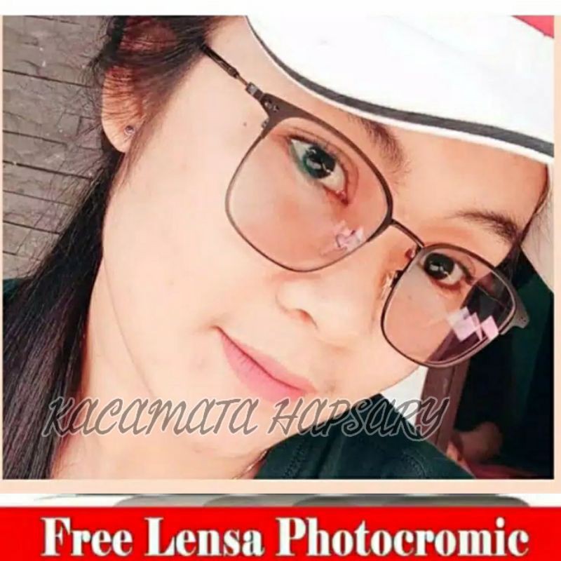 FRAME KACAMATA WANITA 1924 BESI + LENSA PHOTOCROMIC | KACAMATA MINUS | ANTI RADIASI 2 IN 1