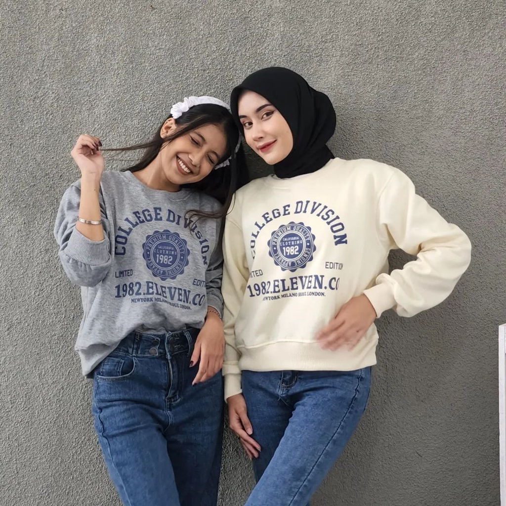 Zanah Sweater Crop College Division Bahan Pleece Korean Style