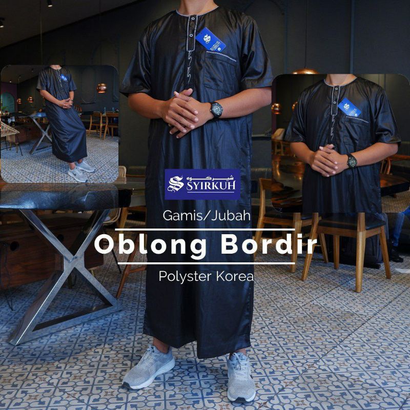 Jubah Gamis Syirkuh Oblong Bordir Polyester|Jubah Oblong|Model Ikaf