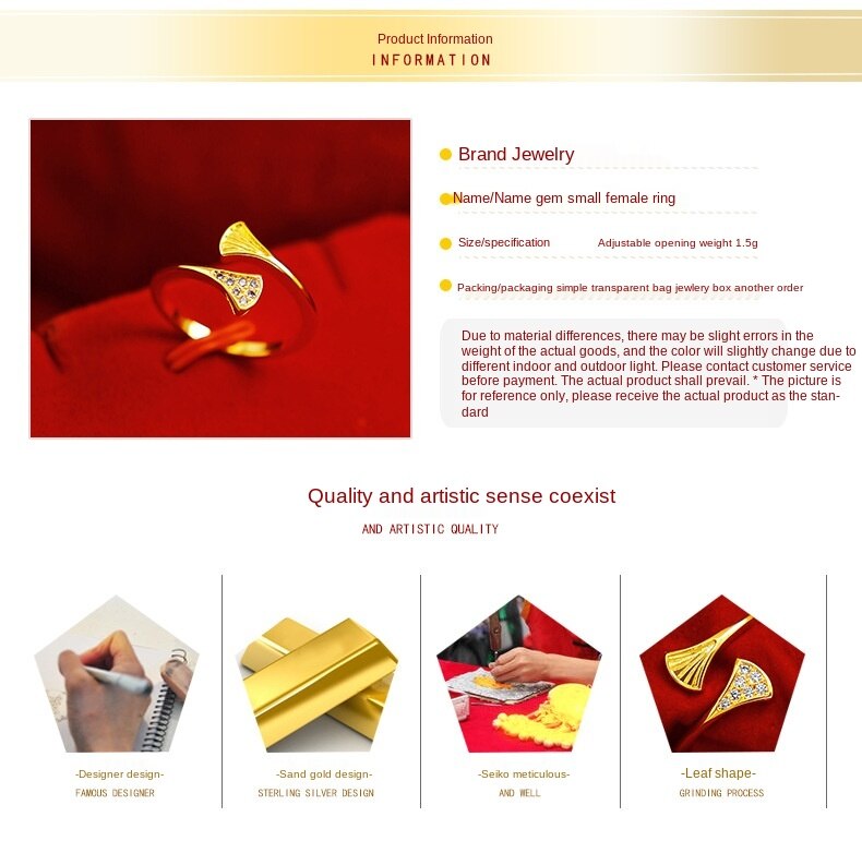 Cincin Lapis Emas Asli Kadar 375 Bentuk Daun Hias Berlian Imitasi Gaya Korea Untuk Wanita