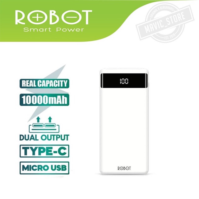 Powerbank ROBOT RT160 10000 mAh - Dual Output - Original