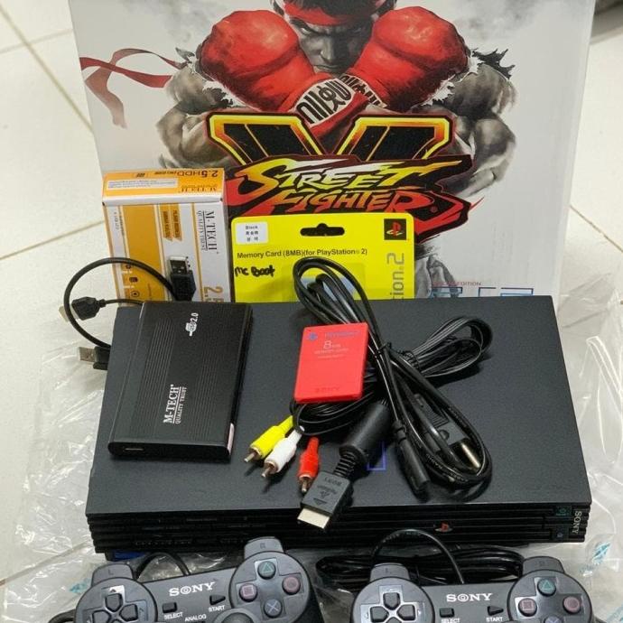 SALE PAKET KOMPLIT PLAYSTATION PS2 SONY FAT + HDD 80GB + 2 STIK GETAR