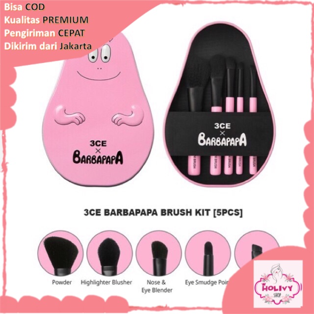 (CLEARANCE) 3CE Barbapapa Brush Kit 5pcs / Kuas makeup 3CE