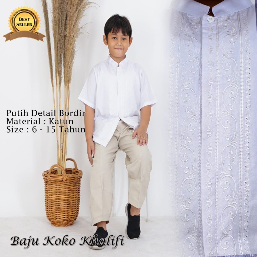 baju koko khalifi baju koko anak bahan katun putih/bisa bayar ditempat/COD