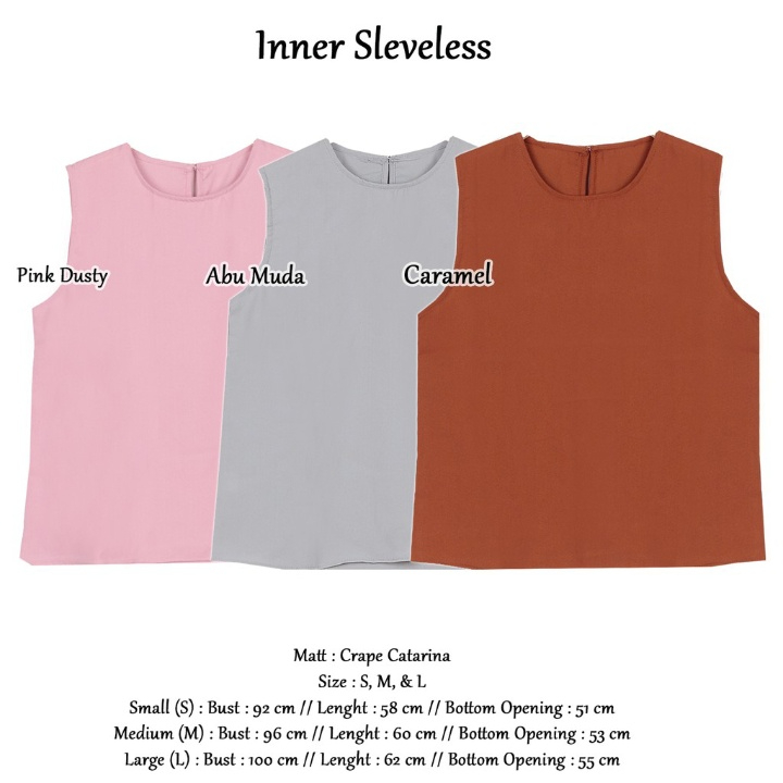 AJB inner dress baju tanpa lengan wanita cewek manset tanktop ootd hijab daleman sleeveless untuk bl