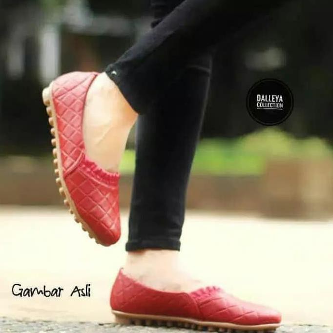 GOLIA - Dalleya sepatu wanita sliop on teplek polos santai murah - Merah, 36