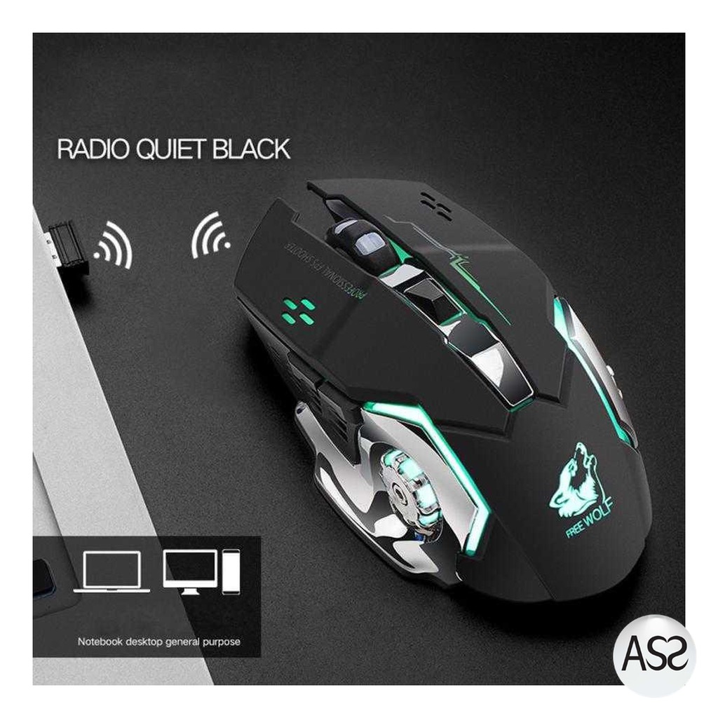 ASS Shop - Free Wolf Wireless Gaming Mouse LED Light 1800 DPI - X8