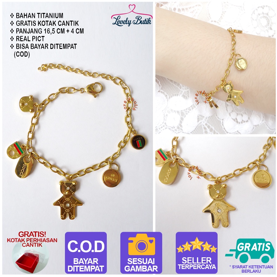 Lovelybutik Gelang Tangan Titaniumn Tasya Gelang Wanita Titanium BONUS KOTAK PERHIASAN