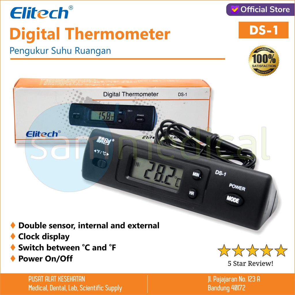 Elitech Digital Thermometer - Pengukur Suhu Ruangan DS1