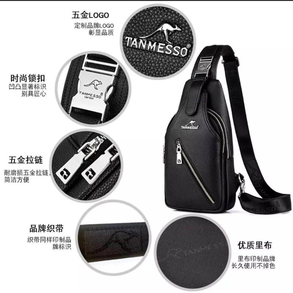 TANMESSO 5IN1 BAYAR DITEMPAT-BONUS JAM LED,DOMPET &amp; USBPORT&amp;HEADSET- TAS SELEMPANG PRIA