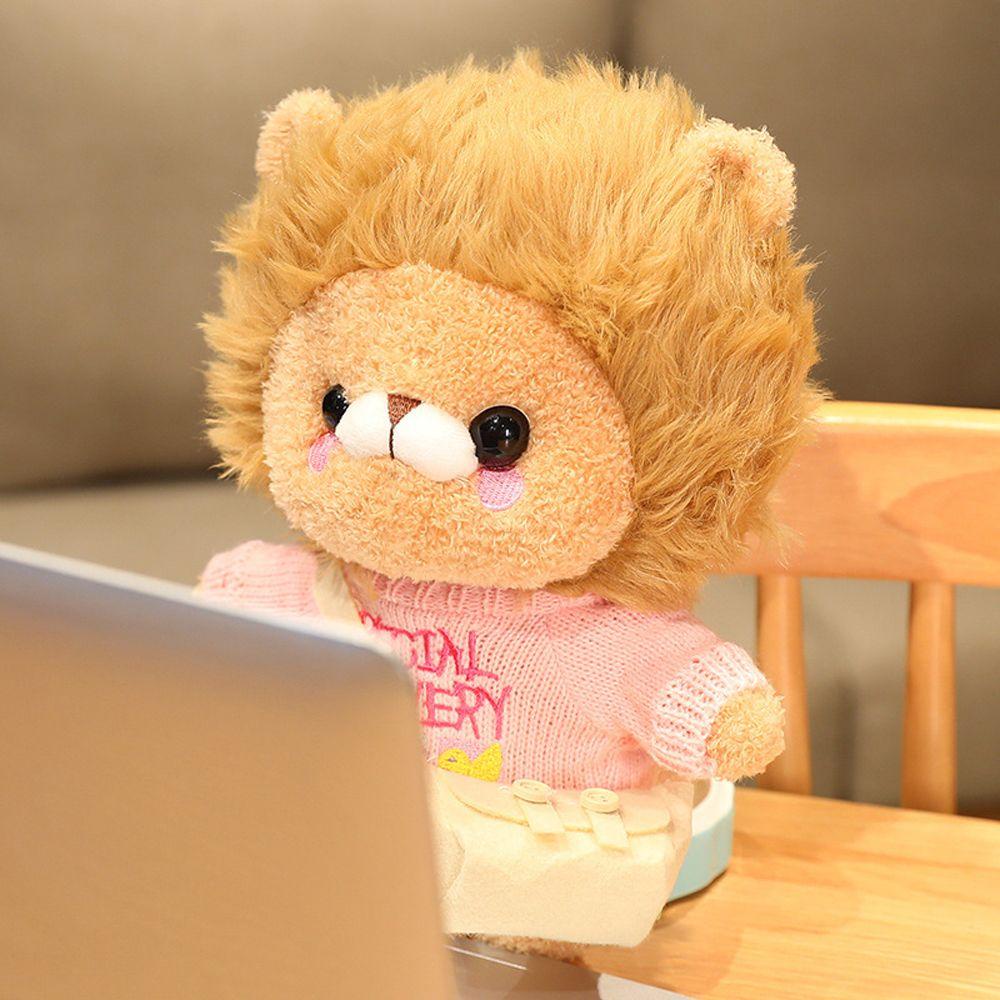 REBUY Rebuy Dressing Lion Plush Toy Cute Lovely Plushie Dolls Crossbody Sweater Lion Soft Toy Lion Boneka Mainan