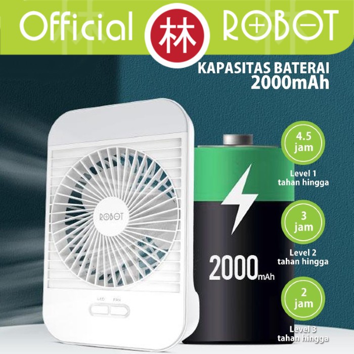 Robot RT-BF14 2000mAh 5 Inch Fan Portable Desktop Fan &amp; LED