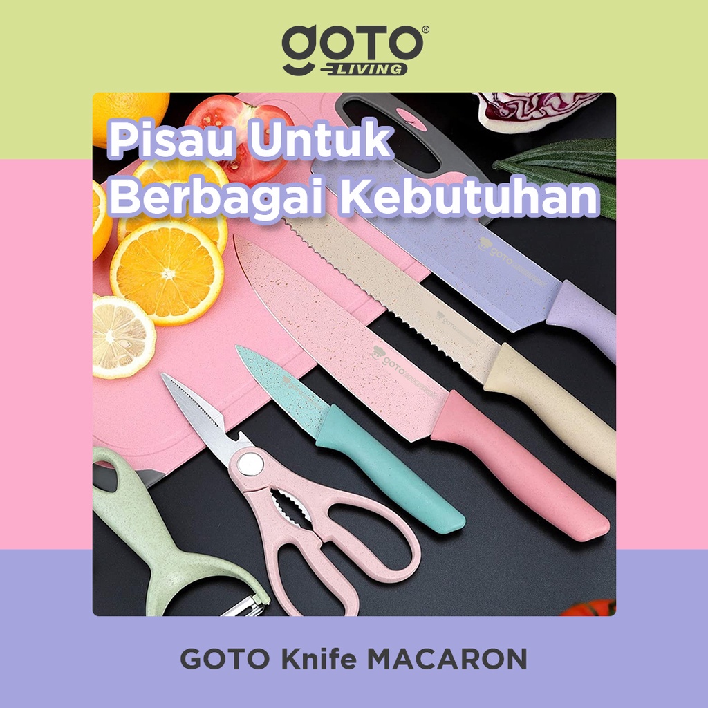 Goto Macaron Kitchen Knife Pisau Dapur Tajam Stainless Set Anti Karat