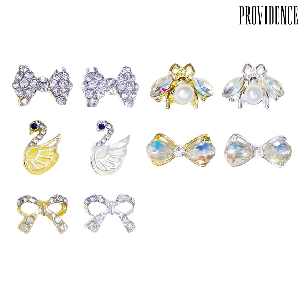 Providence 10pcs / Pak Pita Alloy Aksen Berlian Imitasi Untuk Aksesoris Nail Art / Manicure