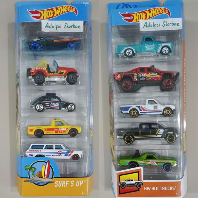 hotwheels hot wheels isi 5 pack hw hot trucks '52 chevy sandblaster datsun 620 2009 ford f-150 '68 e