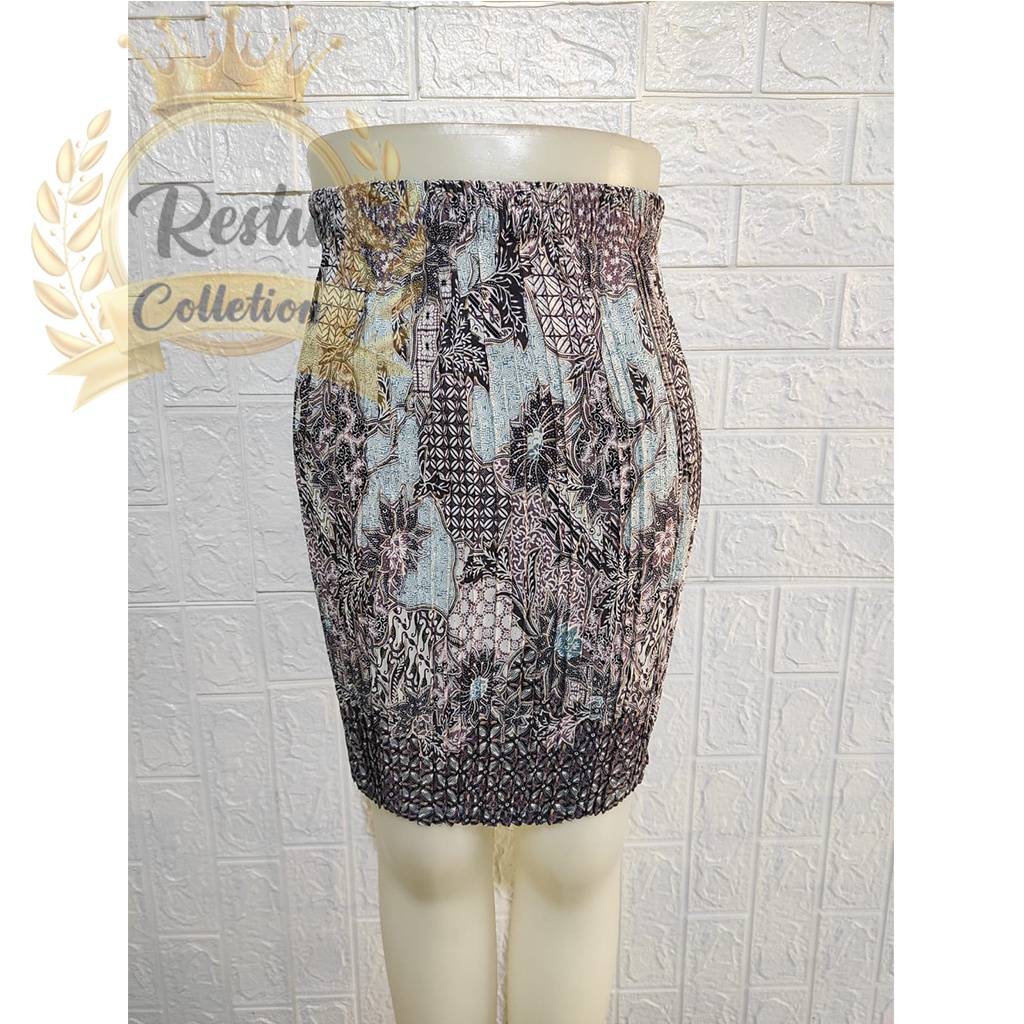 COD Rok Pendek Plisket Batik Bawahan Wanita Kebaya Bahan Semi Silk Sutra Premium Bermacam Macam Motif Terlengkap