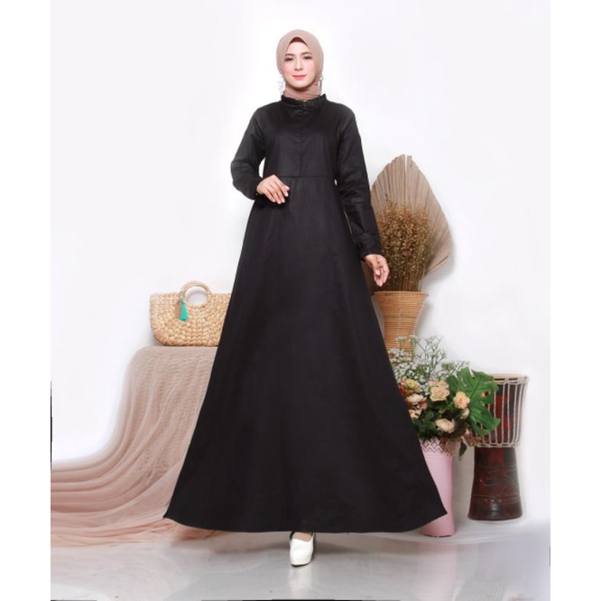 Gamis Katun Jepang Premium Ori Cantik Murah Basic Polos Hitam Size S M L XL Jumbo 4L