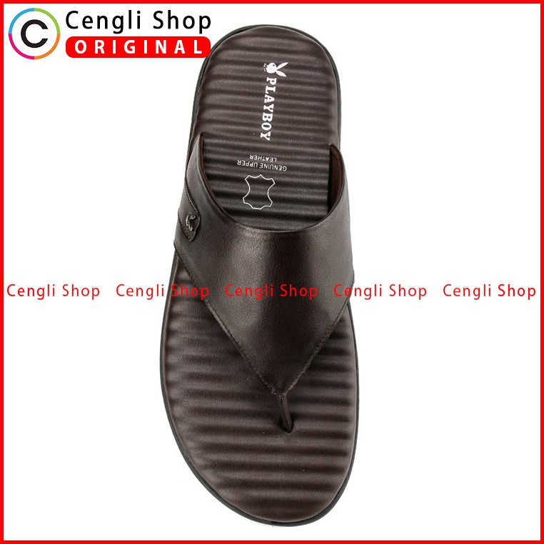 PLAYBOY SANDAL JEPIT KULIT CASUAL PRIA ORIGINAL TERBARU COKLAT PLC2