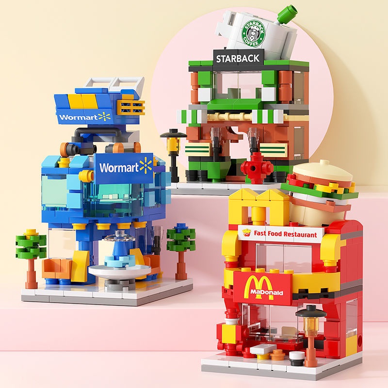 [COD] 208 Pcs Mini City street View Blok Bangunan snack Jalan Blok Bangunan Model Mainan Anak Hadiah