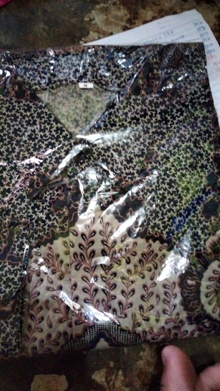 Kemeja Batik Pria Lengan Panjang Size M L Xl Xxl  Bswart Batik Hrb026 Kenongo Hem Panjang Padi