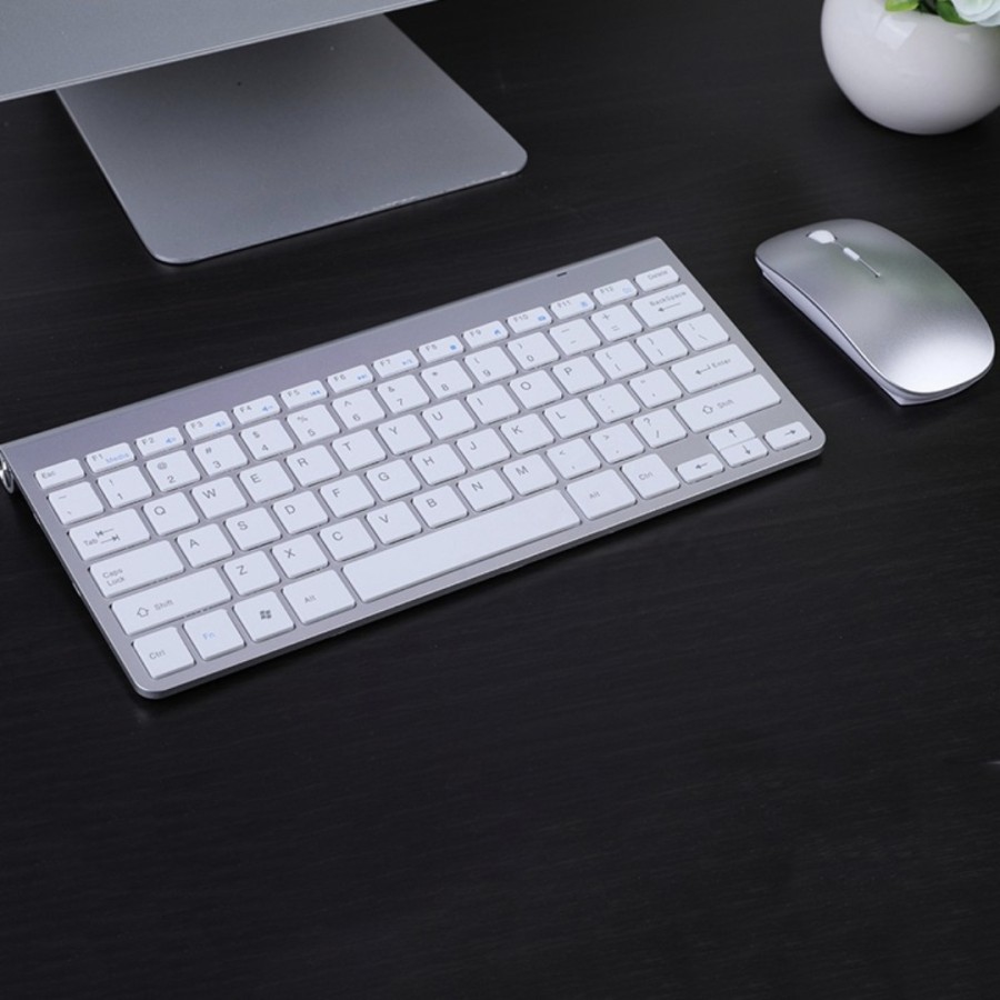 w202 Paket Keyboard Wireless + Mouse Wireless Silent Desain Ultrathin Elegan