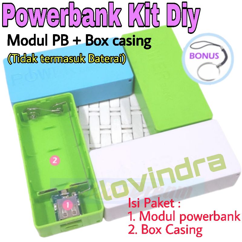 Power Bank KIT DIY 2 slot baterai Powerbank  2x18650 Battery