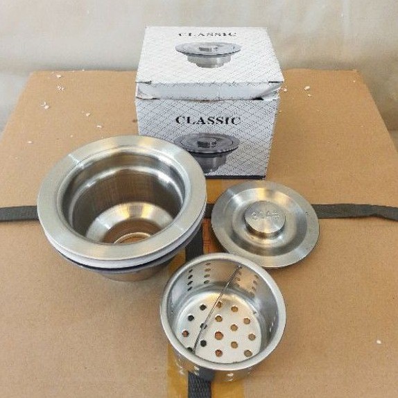 TERMURAH Afur Keranjang Stainless Saringan Bak Cuci Piring Wastafel Stainless Merk CLASSIC