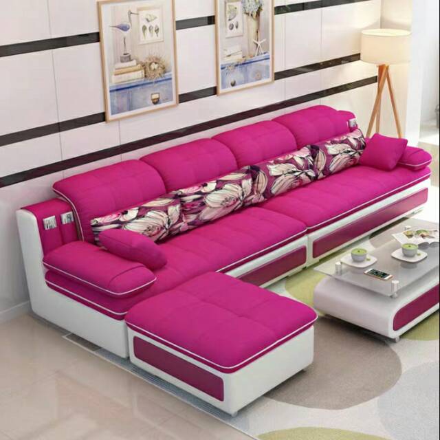 Sofa Ruang Tamu Letter L Abu Ungu Custom Warna Ukuran dan Bahan | DjoeraganMeubel | Sofa Custom