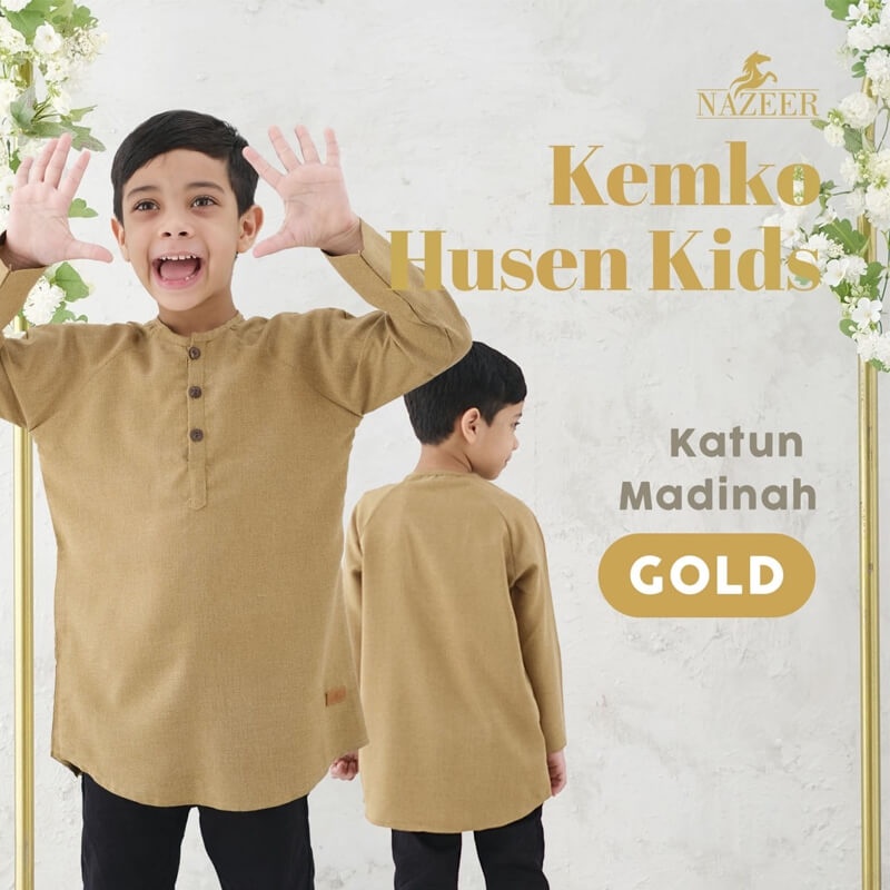 Baju Muslim Koko Kurta Basic Anak Laki Laki Lengan Panjang HUSEN KIDS NAZEER