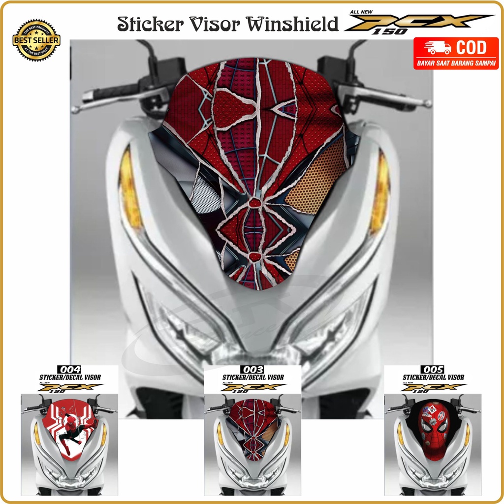Stiker PCX 150 Winshield Tameng  Visor Sticker visor Variasi Logo Spiderman