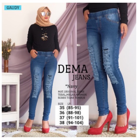 DEMA Navy || jeans legging ripped jean’s || melar sobek lapis puring