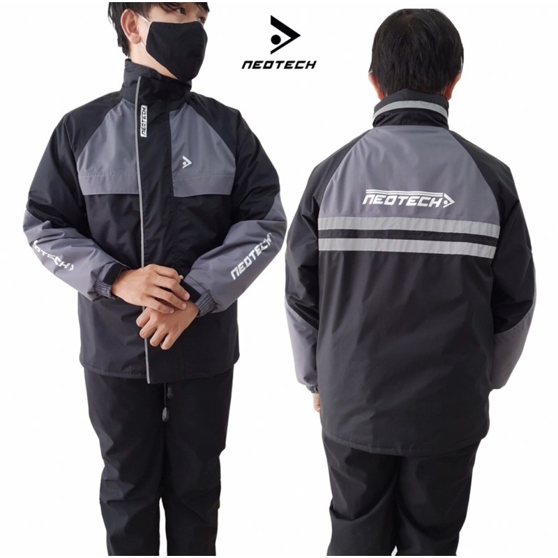 JAS HUJAN NEOTECH SETELAN ATAS BAWAH HITAM ABU // BUKAN AXIO