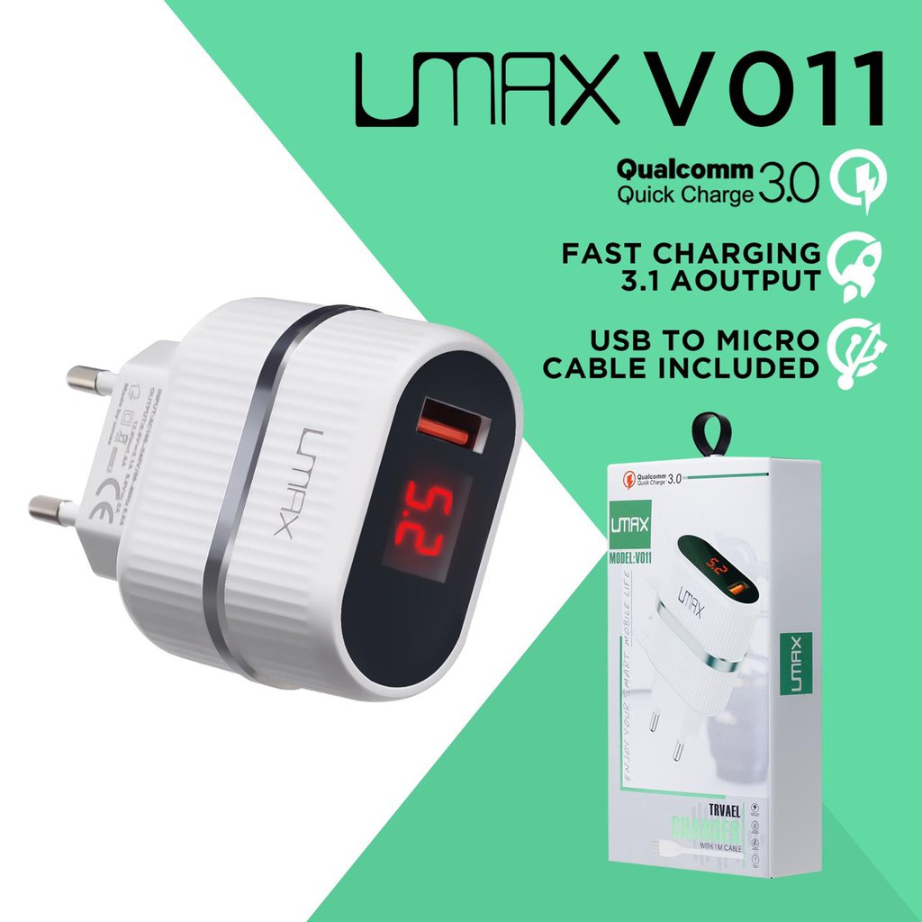 Travel charger CAS CASAN TC UMAX V011 LCD /MICRO / TYPE C