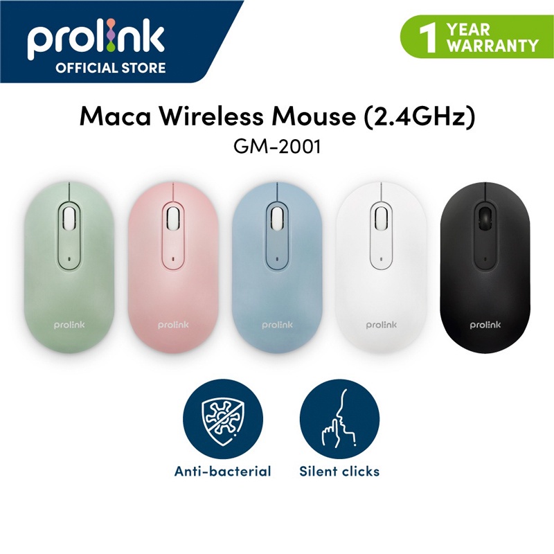 Prolink MACA Wireless Mouse Anti Bacterial Silent Click 1600DPI GM2001 MOUSE WIRELESS