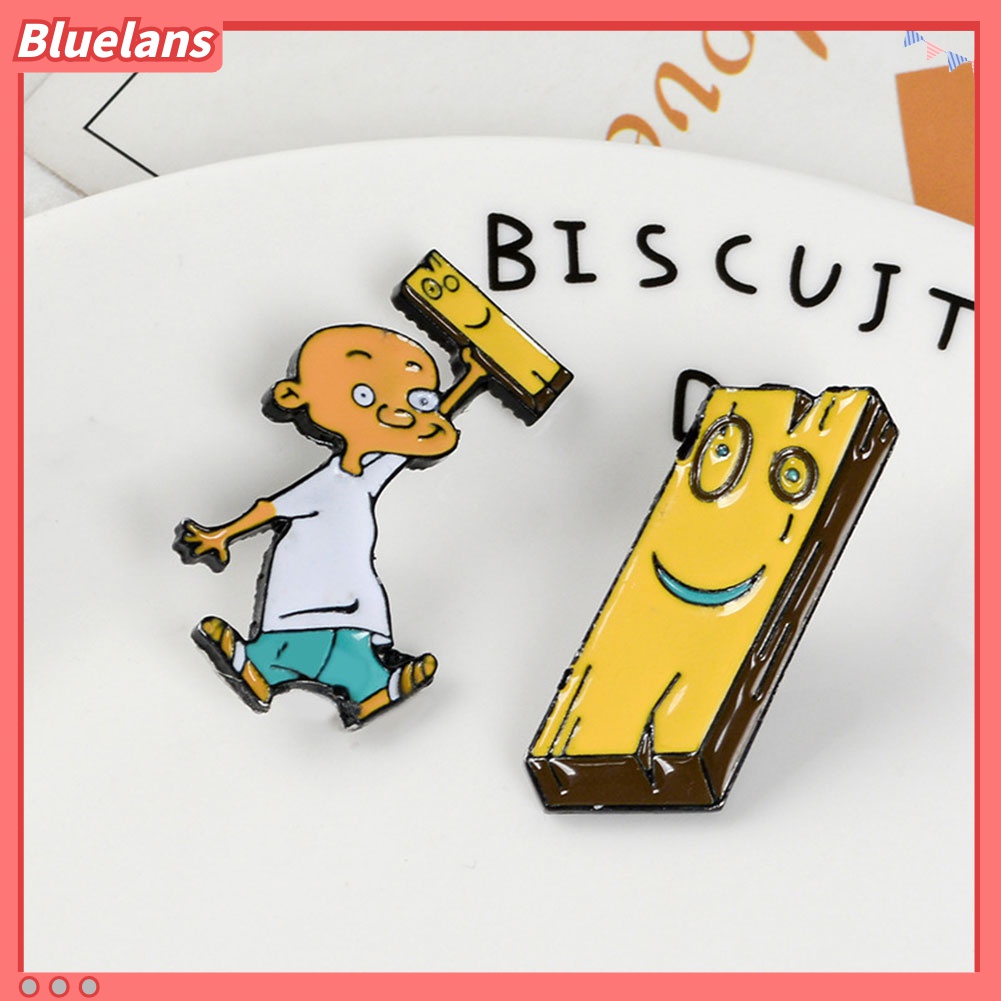Bros Pin Desain Kartun Pria Dan Wanita Bahan Alloy Kayu Untuk Denim