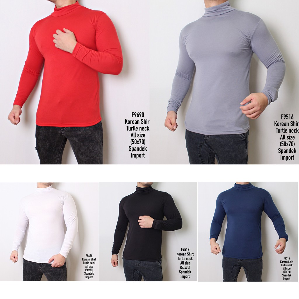  Kaos  Casual  Pria  Turtle Neck Korean Style Lengan Panjang 